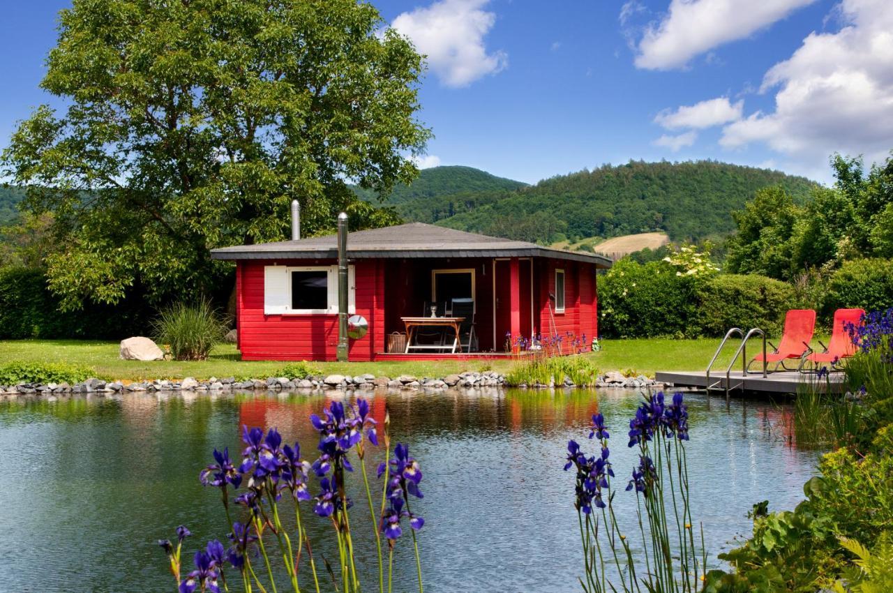 Romantic Wooden Lodge,Sauna,Schwimmteich,Alleinstehend,Absolut Ruhig Hessisch Oldendorf Bagian luar foto